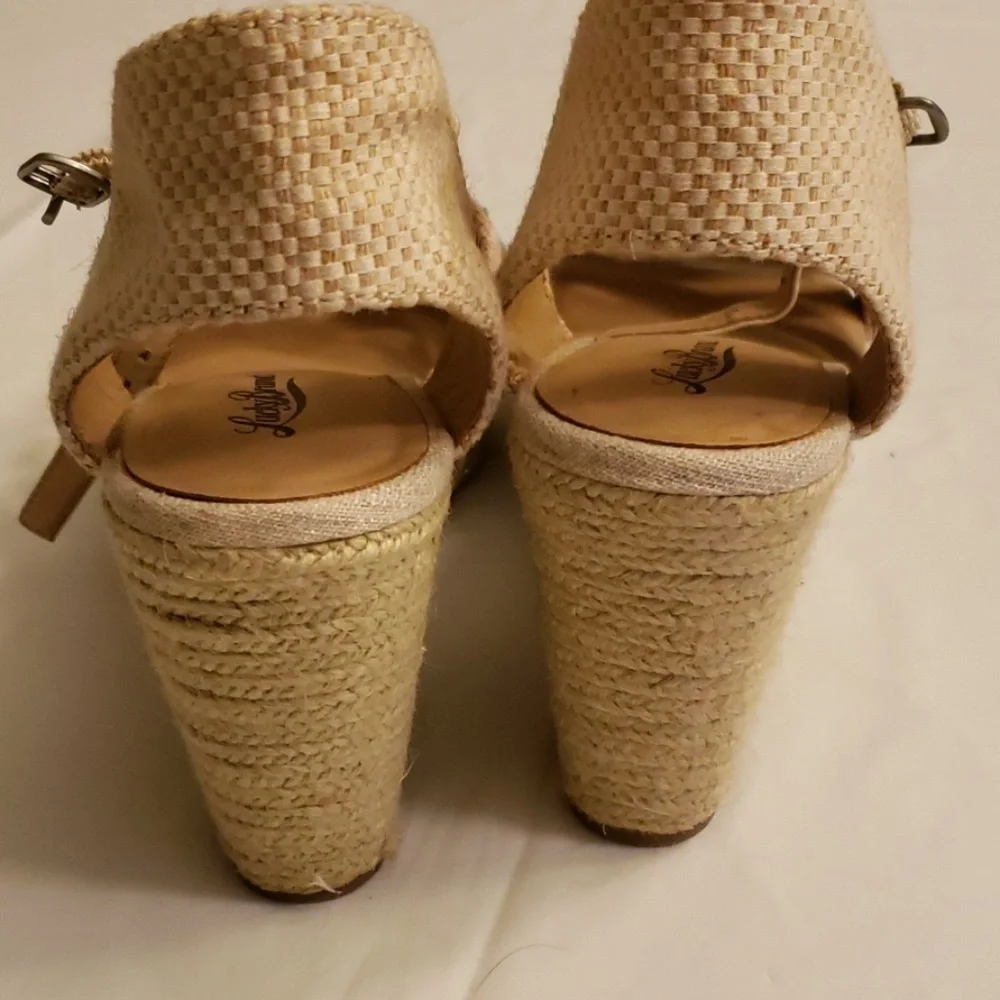 LUCKY Brand Platform Sandals 7m Burlap & Tan